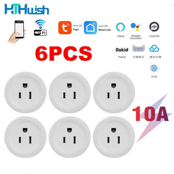 Smart Power Plugs 6pcs Tuay Smart Socket WiFi Smart Plut Us Outlet Power Monitor 10A Timing Function App Souion Contrôle Alexa Home HKD230727