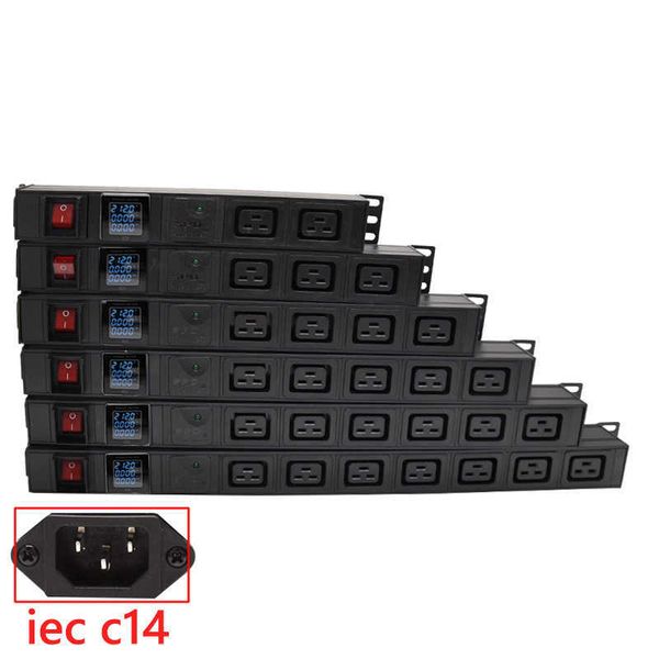 Prises d'alimentation intelligentes Bande d'alimentation PDU en alliage d'aluminium avec affichage à LED Voltmètre Ampèremètre Wattmètre Compteur d'énergie Smart Socket iec C14 Interface HKD230727