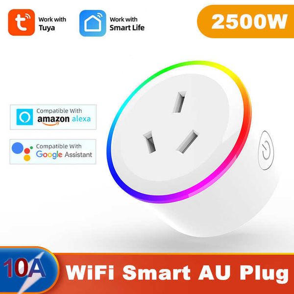 Smart Power Plugs Au Smart Pild Tuya WiFi Australia Socket Scene Scène Light Socket 2500W App Timing sous-contrôle fonctionne avec Alexa Assistant IFTTT HKD230727