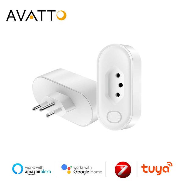 Smart Power Plugs Avatto Tuya Zigbee Smart Plug 16A Brazil Standard Power Monitor Smart Life Control Socket vocket Forf pour la maison Alexa HKD230727