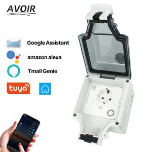 Prises d'alimentation intelligentes Avoir Tuya Prise étanche intelligente IP66 Prises électriques extérieures murales 220V Prise UE standard Prise connectée Wifi avec minuterie HKD230727