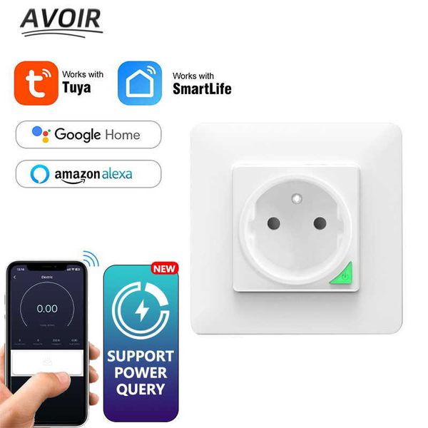 Smart Power Plugs AVoir Zigbee Smart Wall Socket WiFi Connect French Plug White 16A Contrôle vocal Tuya Smart Life App Works avec Home Alexa HKD230727