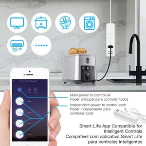 Smart Power Plugs BR -uitgangen Socket WiFi 10A 2500W Voice Control Timer Tuya Werkt met Alexa Home USB Type C Smart Power Strip HKD230727