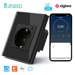 Smart Power Plugs BSEED ZigBee Energy Monitor Wall Sockets Single Smart Meter Socket Smart Life App Alexa Voice Control Zigbee Sockets EU HKD230727