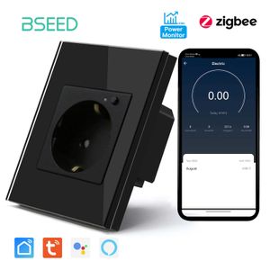 Smart Power Pild Bseed Zigbee Smart Wall Socket EU PLIGS ÉLECTRIQUES Fonction de synchronisation de surveillance de l'alimentation Tuya Smart Life Alexa Contrôle sans fil HKD230727