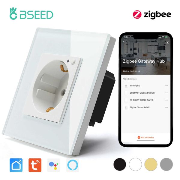 Smart Power Pild Bseed Zigbee Wall Sockets Power Smart Sockets Smart Life App Control Alexa Wireless Socket EU Standard HKD230727