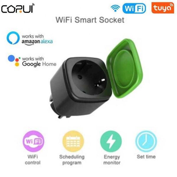 Smart Power Plugs CorUi Tuya EU 16A WiFi WiFi Smart Outdoor Emperproof Electric Socket Smart Living Electric With Alexa Home Control HKD230727