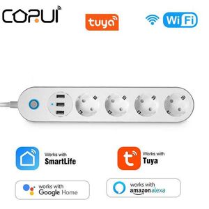 Prises d'alimentation intelligentes CORUI Tuya Wifi EU 4 prise multiprise rallonge maison intelligente prise électrique avec 3 ports USB filtre de réseau de Charge de téléphone HKD230727