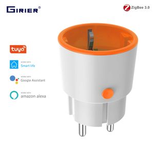 Smart Power Plugs Girier Tuya Zigbee 3.0 Smart Plug Socket EU 16A avec le moniteur d'alimentation Fonctions vocales fonctionne avec Alexa Home Smart Life HKD230727