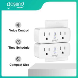 Smart Power Plugs Gosund WP2 WiFi Double Plug Extender 10A Double Smart Sockets pour Alexa Home Protector Mini Wi-Fi Plugs côte à côte HKD230727