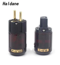 Enchufes de alimentación inteligentes Haldane Par HIFI Chapado en oro P-079E Schuko EU EUR Adaptador de enchufe C-079 Conector IEC para cable de CA O2231854