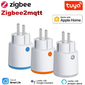 Enchufes de alimentación inteligentes Homekit Tuya Zigbee 30 Enchufe 16A Salida de la UE 3680W Medidor de control remoto Trabajo con Zigbee2mqttt 231202