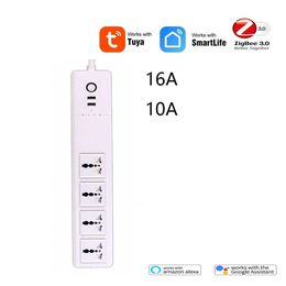 Smart Power Plugs International Général Tuya Wifi Smart Power Strip Plug 4 prises EU avec 2 ports USB Timing Voice Control Fonctionne avec Alexa HKD230727