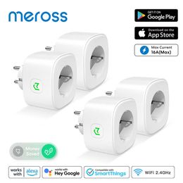 Smart Power Plugs Meross Smart Plug 16A EU WiFi Smart Socket Outlet Power Monitoring Fonction Fonction fonctionne avec Alexa Assistant SmartThings HKD230727