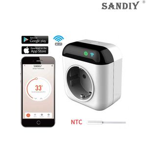 Prises d'alimentation intelligentes SANDIY EU Plug Programmable Smart Wifi Thermostat Outlet 15A 220V Contrôleur de température Prise sans fil APP Control Voice HKD230727