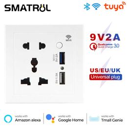 Smart Power Plugs Smatrul Tuya WiFi Smart Socket US EU UK PLUG Snelle lader 3.0 USB oplaad timing App Electrical for Home Alexa HKD230727