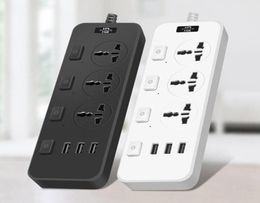 Smart Power Plugs Strip avec 3 ports USB 5V 2A 2500 Joules 65 pieds Protecteur de surtension de rallonge pour dortoir2781824