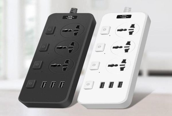 Smart Power Plugs Strip avec 3 ports USB 5V 2A 2500 Joules 65 pieds Protecteur de surtension de rallonge pour dortoir7239548