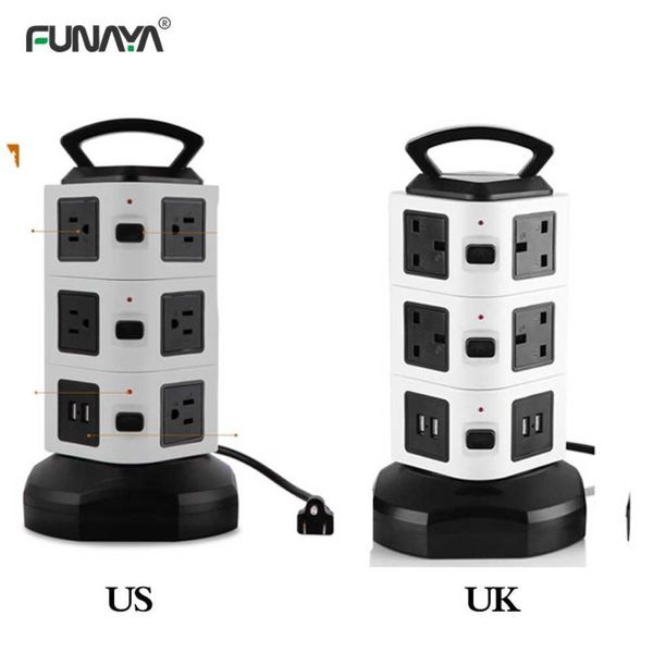 Prises d'alimentation intelligentes Prises de table tour Smart 2 4 Usb Type C UK/US Plug 2 4 6 prises 110v 220v 10A 3000W Vertical Office Home Desk Power Socket HKD230727