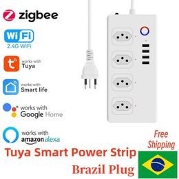 Smart Power Plugs Tuya Brasil Zigbee Wifi Smart Tote Socket Smart Home Power Strip Timing SmartLife Control remoto para Alexa Home Appliance HKD230727