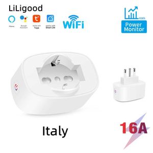Smart Power Plugs Tuya WiFi 16A Smart Plug Standard Italie Socket With Power Monitor Smart Life App Vocal Contrôle pour la maison Alexa HKD230727