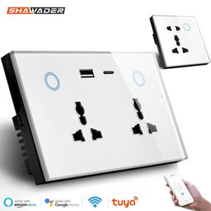 Smart Power Plugs Tuya WiFi Smart Life USB Type C Wall Socket Universal Electrical Plug Outlet Power Touch Switch Wireless door Alexa Home HKD230727
