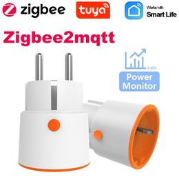 Slimme stekkers Tuya Zigbee 3.0-stekker 16A EU-stopcontact 3680W Meter Afstandsbediening Werk met Zigbee2mqttt en Home Assistant Hub 221107