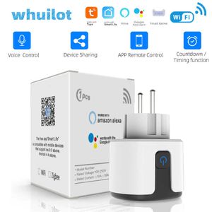 Smart Power Plugs Whuilot EU FR Smart Plug Wifi Tuya 16A/20A Smart Socket met Power Monitoring Outlet voor Smart Life Alexa Assistant App HKD230727