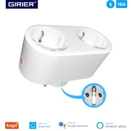 Smart Power Plugs WiFi Double socket 16a avec fonction de surveillance d'énergie La prise de bouchage à distance sans fil fonctionne avec Alexa Home Smart Life HKD230727