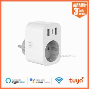 Smart Power Plugs Xiaomi EU Standaard 16A Remote Control Socket WiFi Smart Plug met USB Type-C Outlet Work With Alexa Home Yandex Alice HKD230727