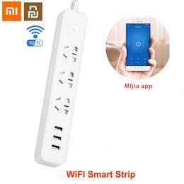 Slimme Stekkers Xiaomi Mijia Smart Power Strip Aigo Stopcontact Wifi MI Home App Afstandsbediening 3 Positie 3 USB met AU EU UK US Adapter HKD230727