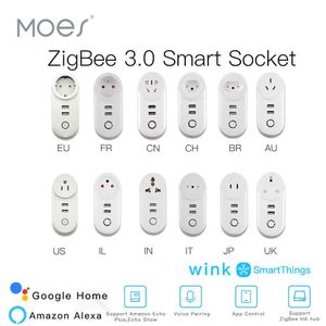 Prises d'alimentation intelligentes ZigBee 3.0 Prise de courant intelligente avec 2 interfaces USB Commande vocale à distance Fonctionne avec SmartThings Wink Echo Plus et la plupart des concentrateurs Zigbee HKD230727