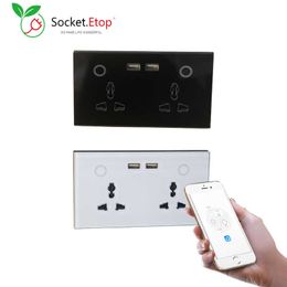 Smart Power Plugs Zigbee Dual Universal Smart Wall Socket Tomas de corriente con cargador USB Funciona con Tuya Alex Google HKD230727