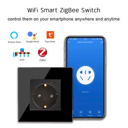 Smart Power Pild Zigbee Wall Sockets Smart Smart Life App Control Alexa Wireless Socket EU Standard HKD230727