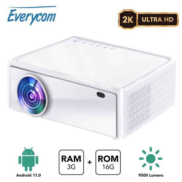 Projecteurs intelligents Everycom E700 2560x1440p 2K Projecteur 4K Android 11 Smart TV pour la maison Projecteur à faisceau LED avec 316G 2.45G WIFI Home Cinema 230706