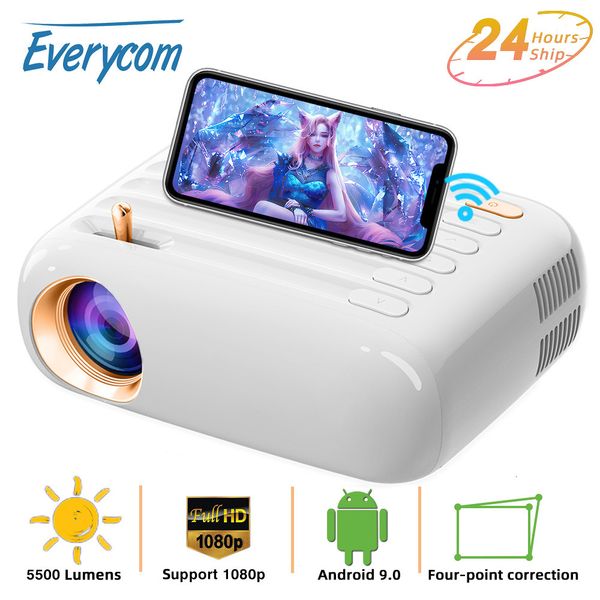 Projecteurs intelligents Everycom T3 Support Mini projecteur 1080P pour projecteurs de cinéma maison Écran Projecteur à faisceau LED portable Android 9.0 Smart Tv 230706