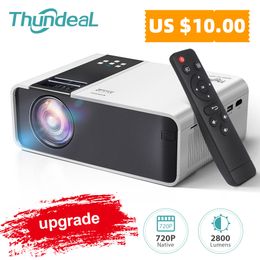 Proyectores inteligentes ThundeaL HD Mini Proyector TD90 Native 1280 x 720P LED WiFi Proyector Cine en casa Cine 3D Smart 2K 4K Video Movie Proyector 230706