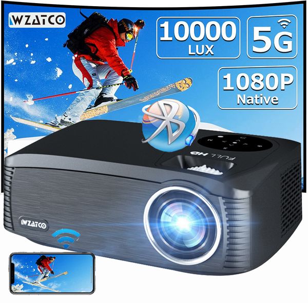 Projecteurs intelligents WZATCO C6A 300 pouces Android 9.0 WIFI 5G Full HD 1920 * 1080P Projecteur LED Vidéo Proyector Home Cinéma Cinéma Smart Phone Beamer 230731