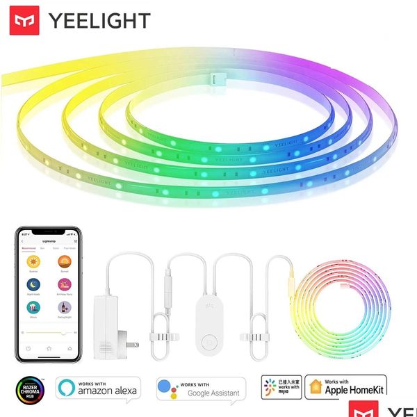 Télécommande intelligente Version mondiale Yeelight Aurora bande lumineuse intelligente 1S Rgb Colorf Wifi 2M à 10M 60 Led Lightstrip pour application Otw1G