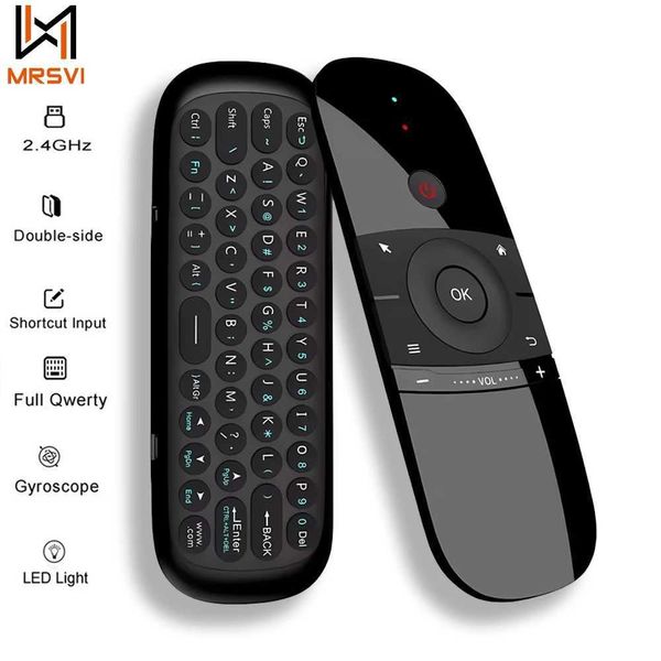 Télécommande intelligente W1 Air Mouse Wireless Keyboard Remote Contrôle 2.4G IR LEARNE 6 AXIS GYROSCOPE MOTION SENS POUR SMART TV Android TV Box PCL2405