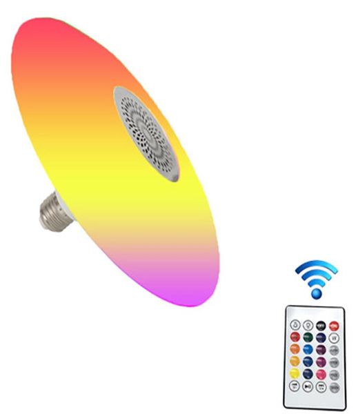 Ampoule intelligente RGB Bluetooth musique UFO E27B22, lampe avec télécommande à 24 touches AC85260V 30W UFO Audio Light3078033