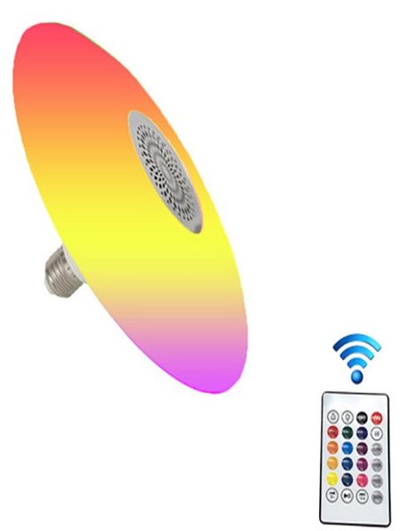 Ampoule intelligente RGB Bluetooth musique UFO E27B22, lampe avec télécommande à 24 touches AC85260V 30W UFO Audio Light9877022