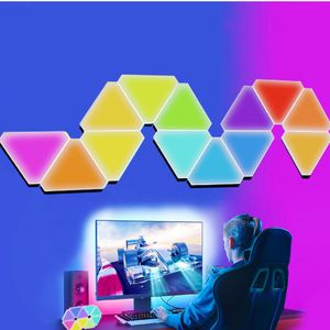 Smart RGB Triangle Lights Wifi/Bluetooth Tuya LED Atmósfera Lámpara de dormitorio Control de sonido Rhythm Night Light para sala de juegos