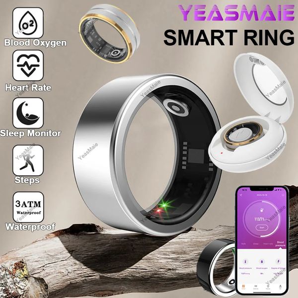 Smart Ring Men Femmes cardiaques Blood Oxygène Sleep Health Monitor Activity Activity Fitness Tracker Roper pour Android iOS 240422