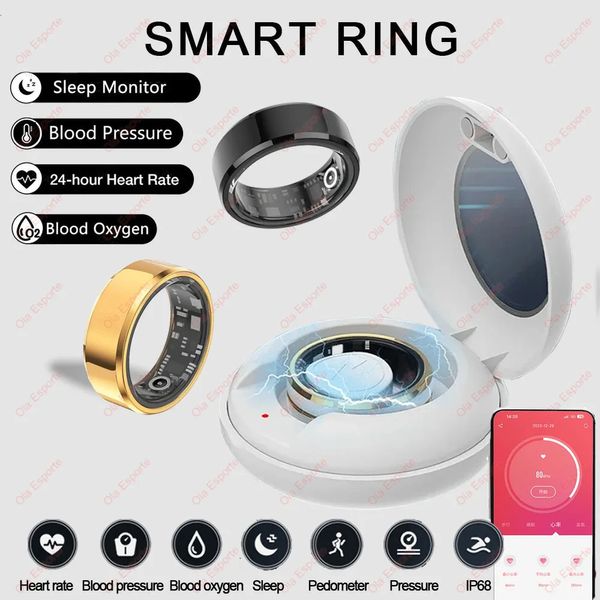 Smart Ring Men Femmes IP68 Imperméable cardiaque cardiaque Blood Oxygen Sleep Health Monitor Sport Fitness pour Android iOS 240415