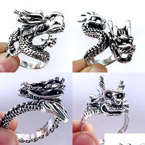 Smart ringen BK LOTS 20PCS Legering Chinese Dragon Design Ring Mix Cool Charm Vintage Gift Men Sieraden Groothandel Drop Delivery DHPQD
