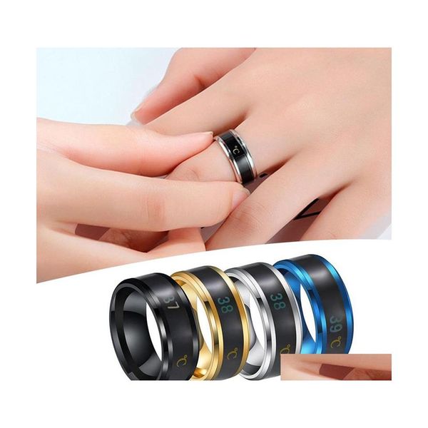 Smart Rings Bague Magique Pour Femmes Homme Affichage De La Température Personnalité Titane Acier Doigt Bijoux Accessoires Taille 612 Drop Deliver Ot2S4