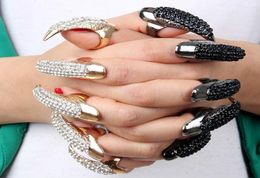Smart Ringen Nagelringen Wit Zwart Vol Boor Hyperbool Nail Hawk Claw Ring voor Dames Sieraden4639420