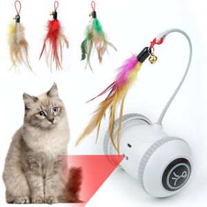 Jouets de chaton de Teaser de plume électronique robotique intelligent pour animaux de compagnie capteur automatique interactif jouet de chat chat chassant USB Rechargeable