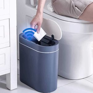 Capteur intelligent Poubelle électronique automatique ménage salle de bains toilette chambre salon étanche poubelle à couture étroite 210728